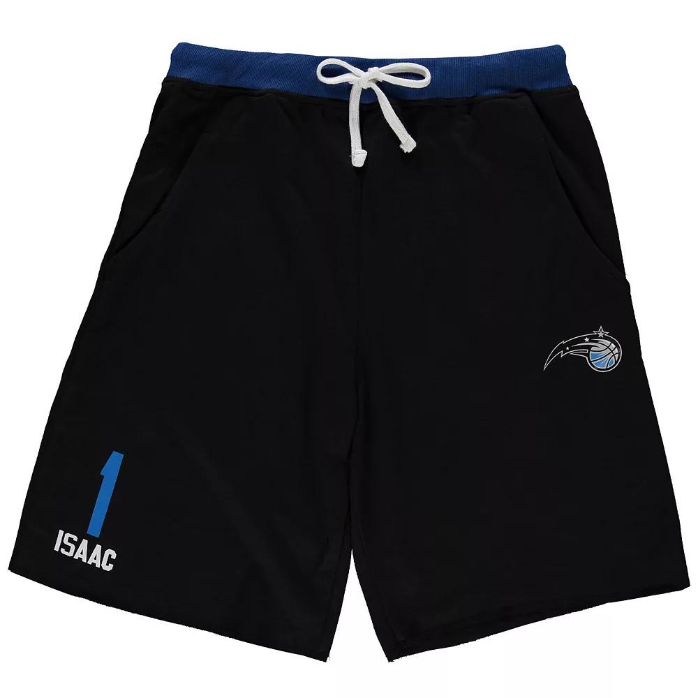 Men's Jonathan Isaac Black Orlando Magic Big & Tall French Terry Name & Number Shorts, Size: XLT, Mag Black Product Image