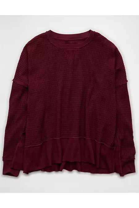 AE Big Hug Crew Neck Waffle Sweatshirt Women's Product Image