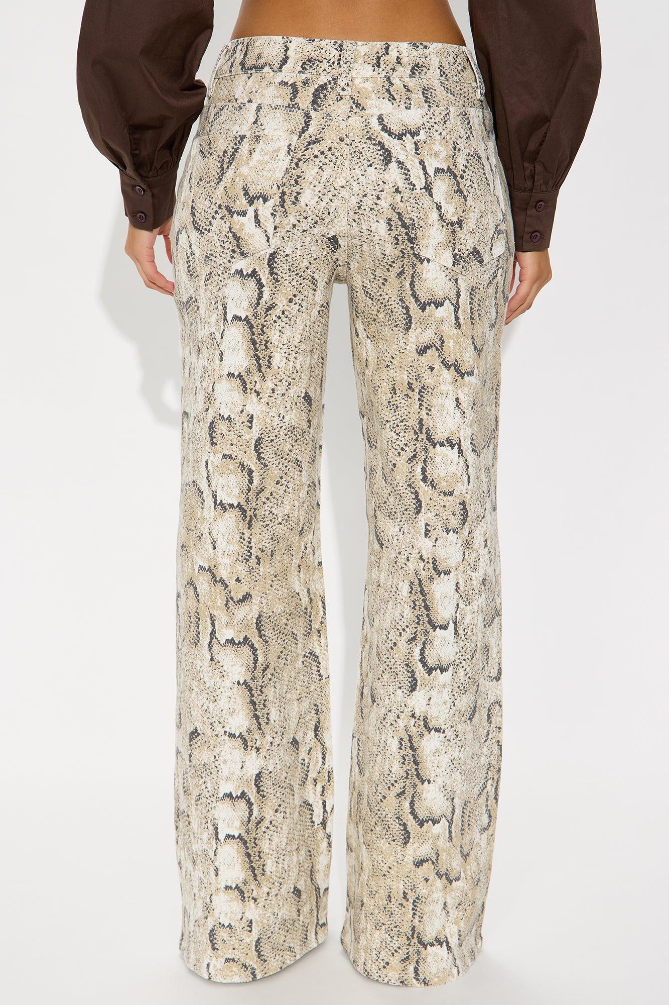 Snake Charmer Printed Flare Jeans - White/combo Female Product Image