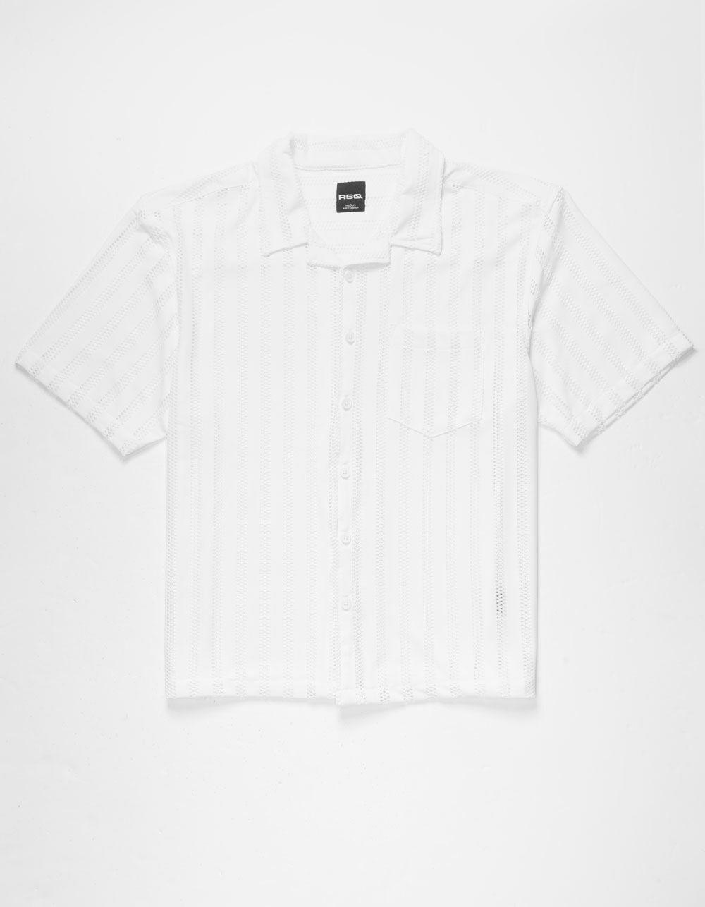 RSQ Mens Open Stripe Button Up Shirt - WHITE Product Image