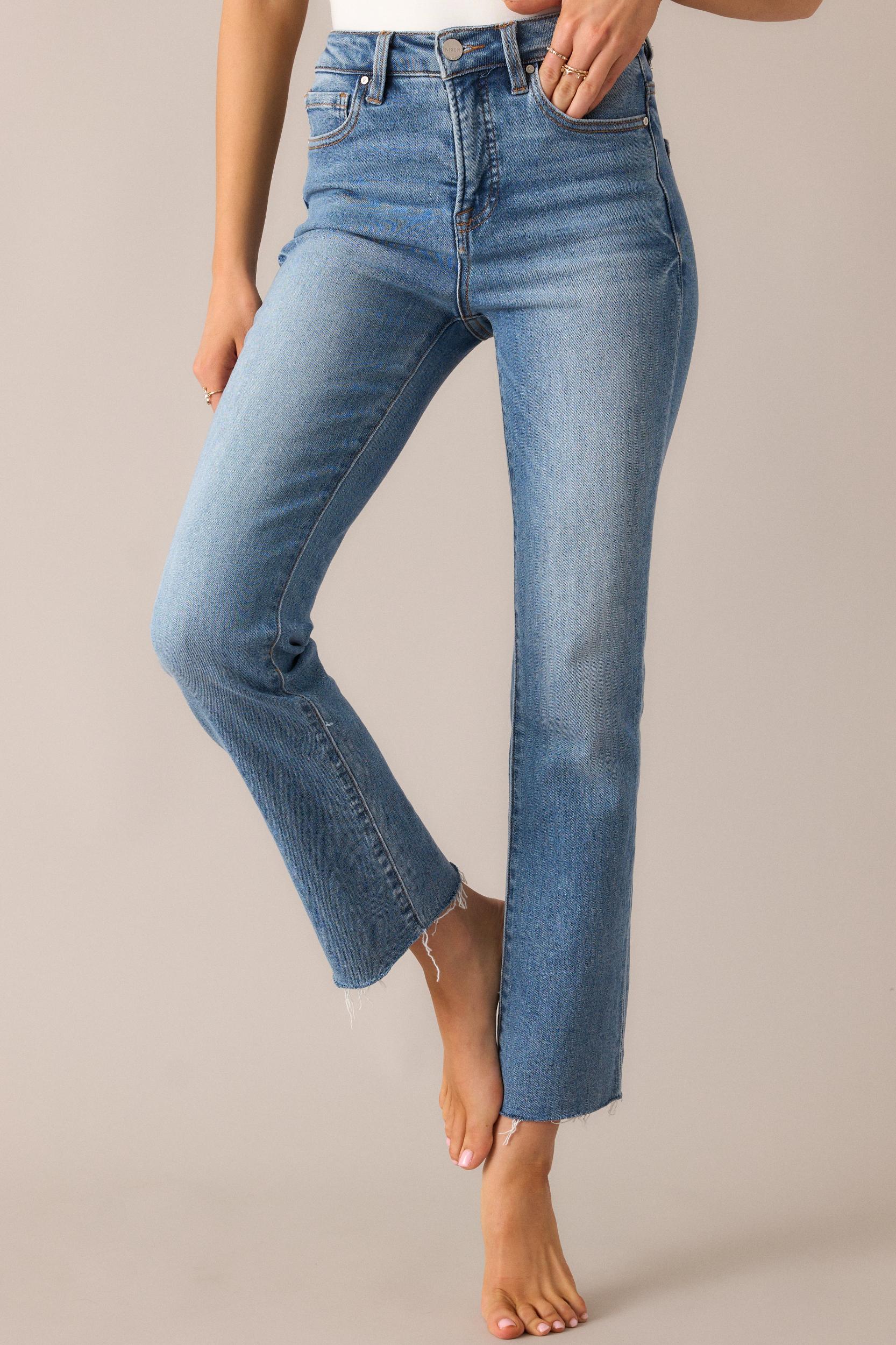 Push The Limit Medium Wash Straight Leg Jeans Product Image