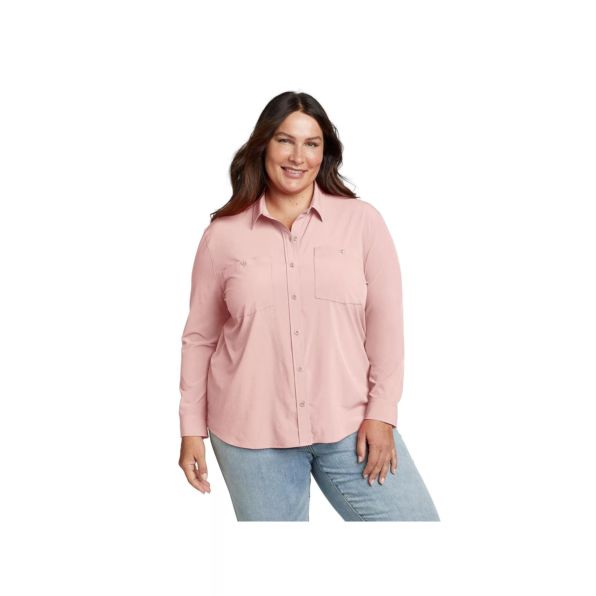 Plus Size Eddie Bauer Departure 3.0 Long Sleeve Collared Button Down Shirt, Women's, Size: 3XL, Black Product Image