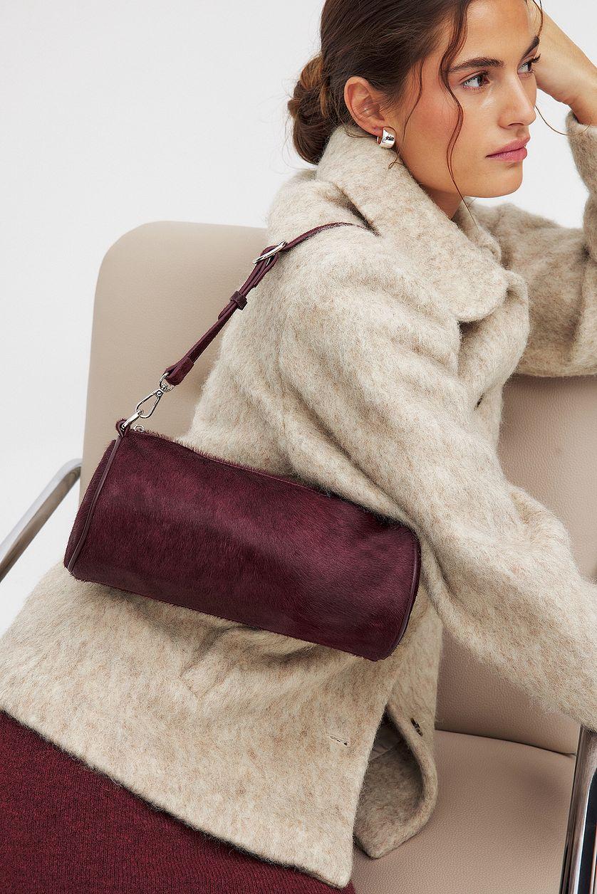 Leather Cylinder Shoulder Bag Black Product Image