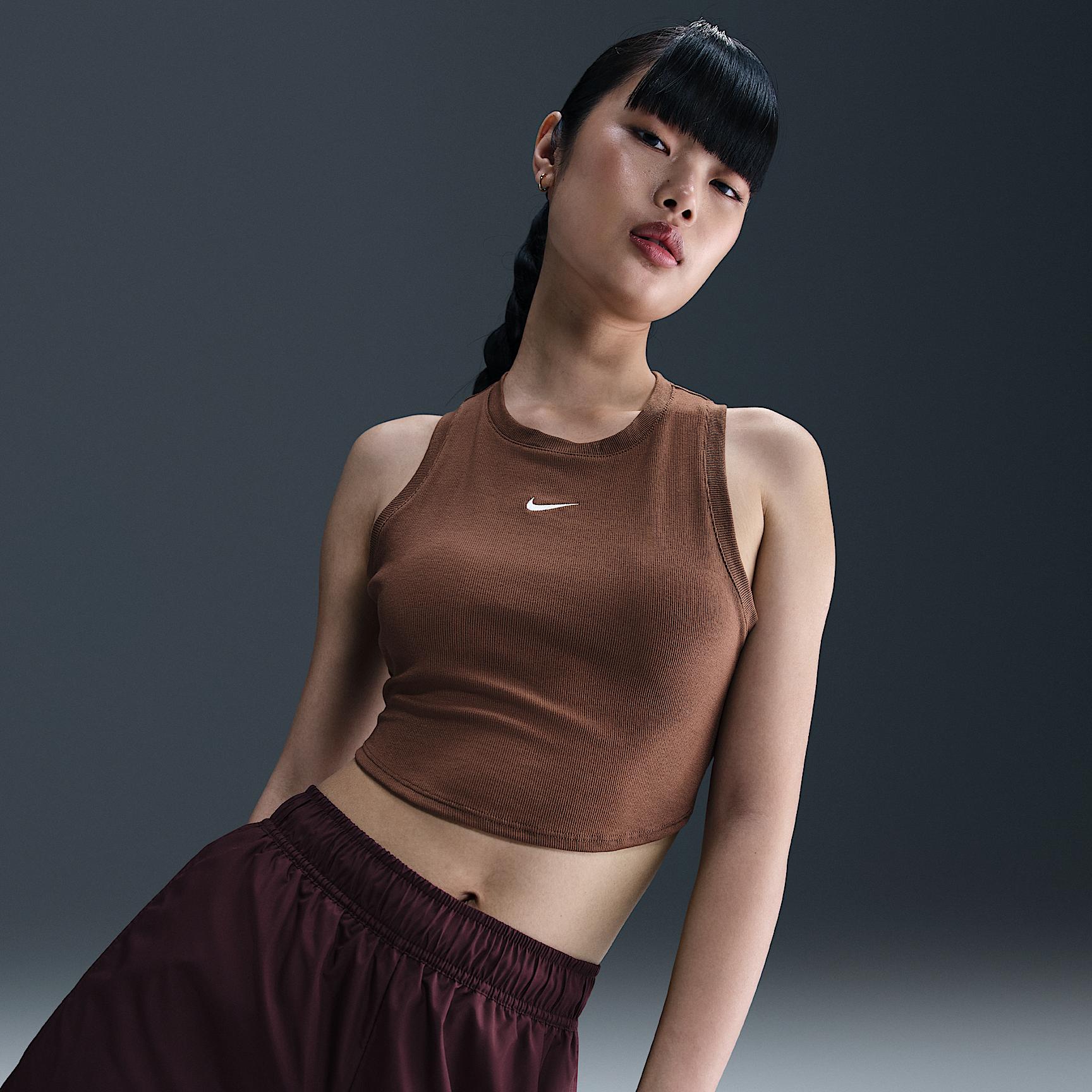 Womens Nike Sportswear Chill Knit Tight Cropped Mini-Rib Tank Top | FB8279-265 Product Image