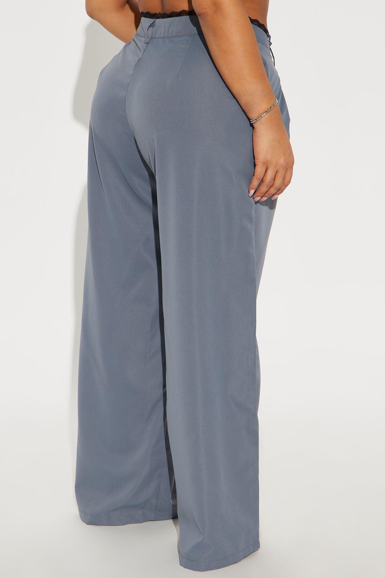 To My Heart Lace Trim Trouser Pant - Charcoal Product Image