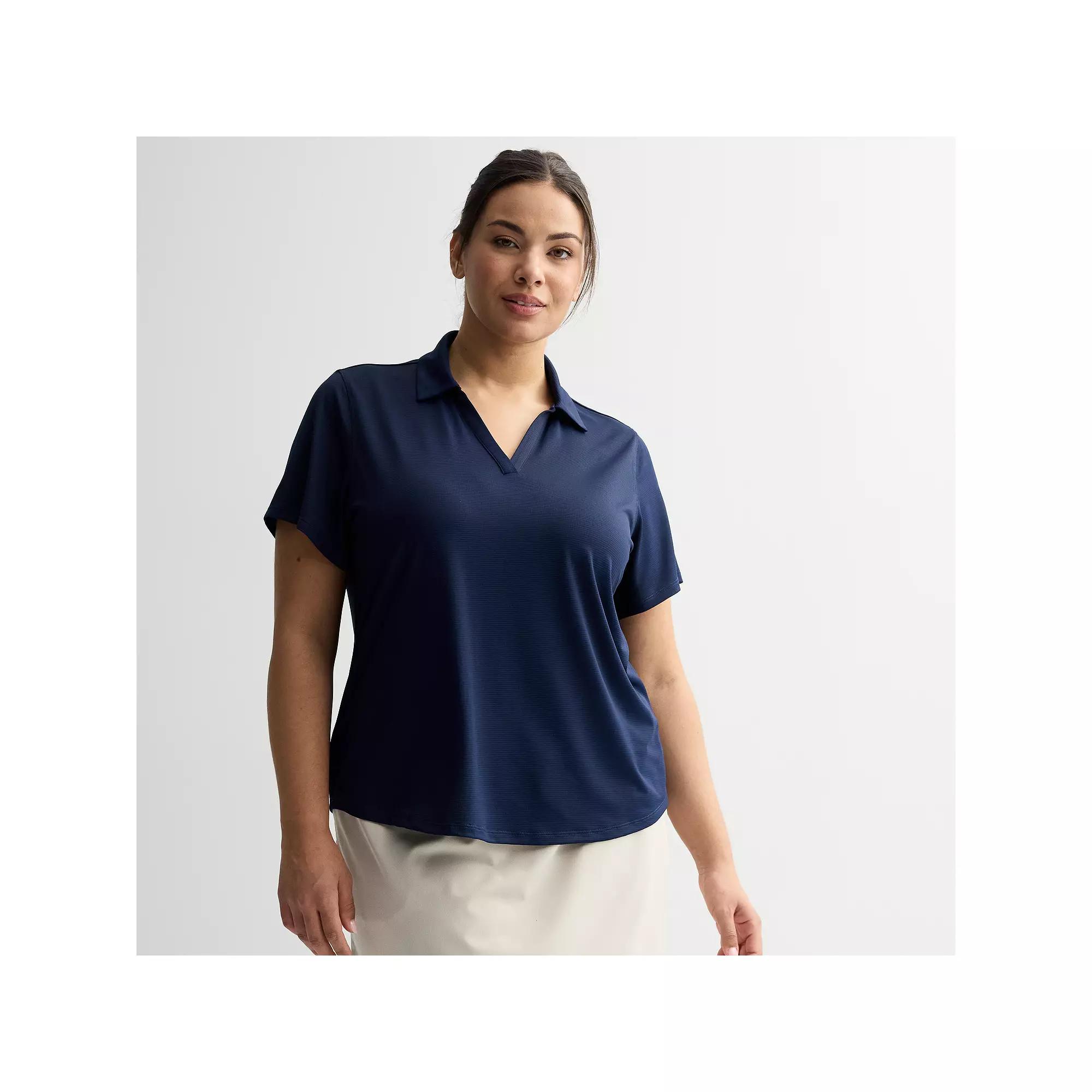 Plus Size Tek Gear Grid Mesh Polo, Womens Blue Romance Product Image