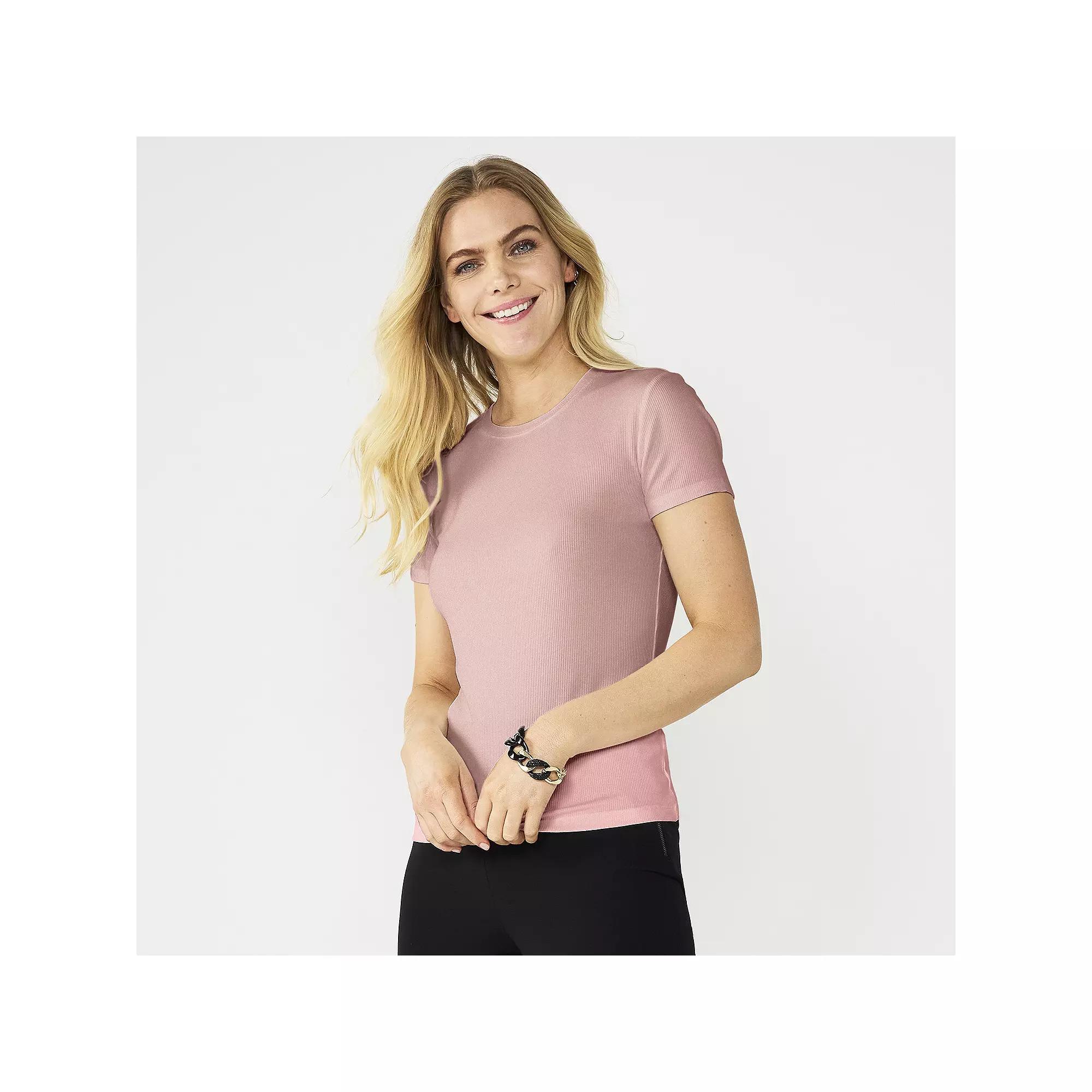 Women's Nine West Fitted Ribbed Crewneck Top,  Product Image