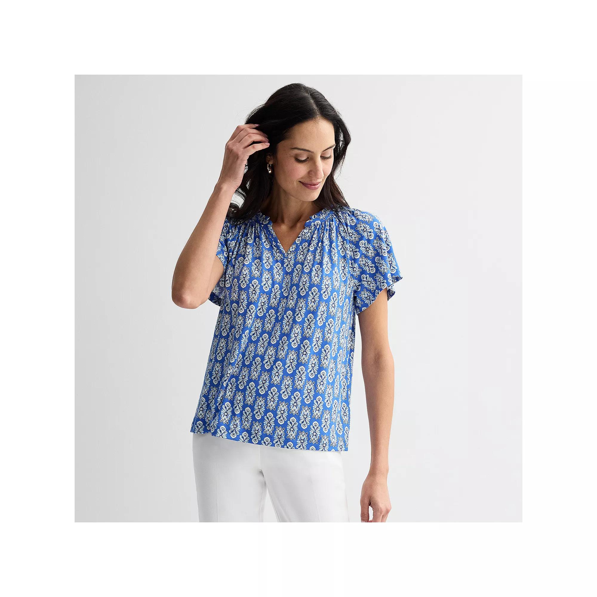 Women's Croft & Barrow® Smocked Raglan Top,  Product Image