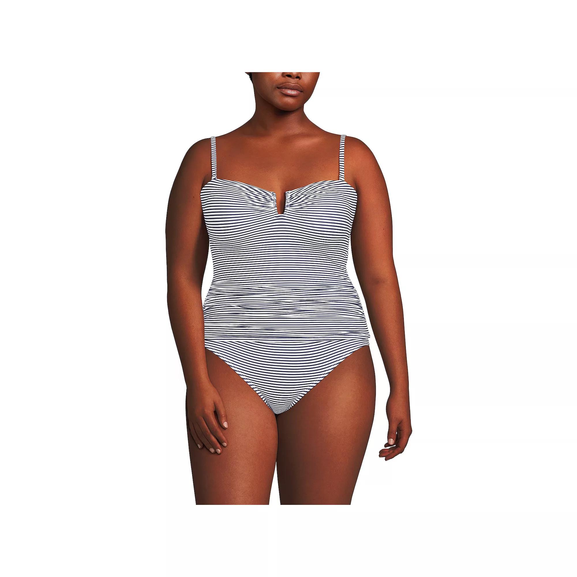 Plus Size Lands' End Slender U-Wire Multiway Swim Top, Women's, Size: 20 W, Blue Mini Stripe Product Image