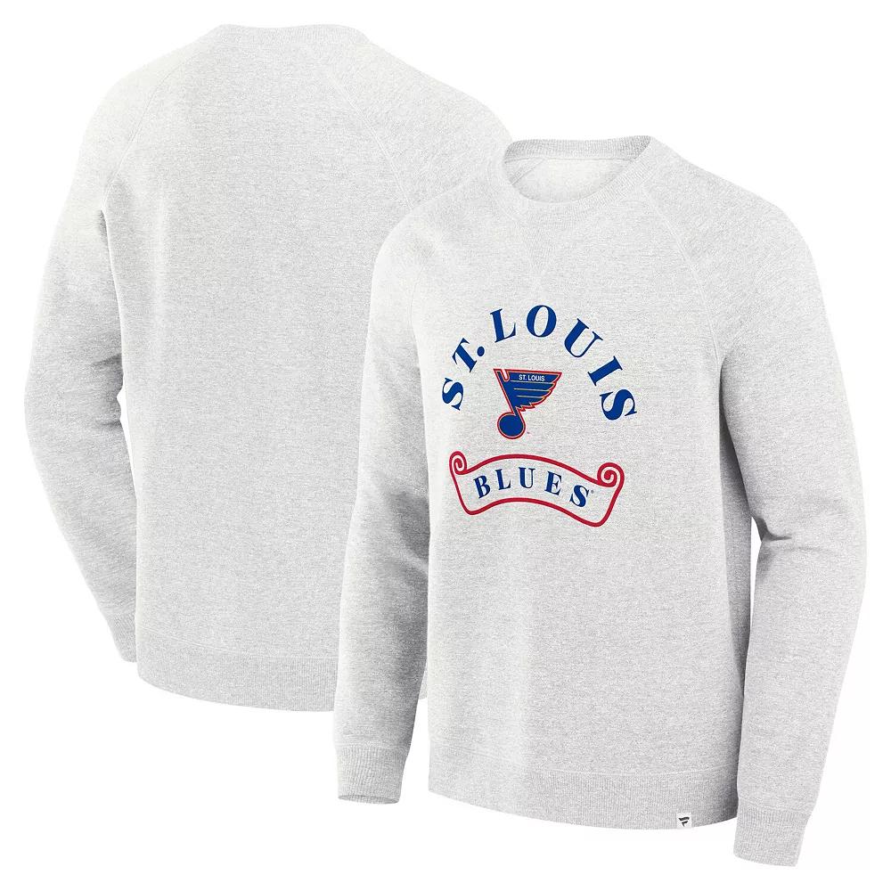 Men's Fanatics Heather Gray St. Louis Blues Banner Fleece Raglan Pullover Sweatshirt, Size: XL, Grey Product Image