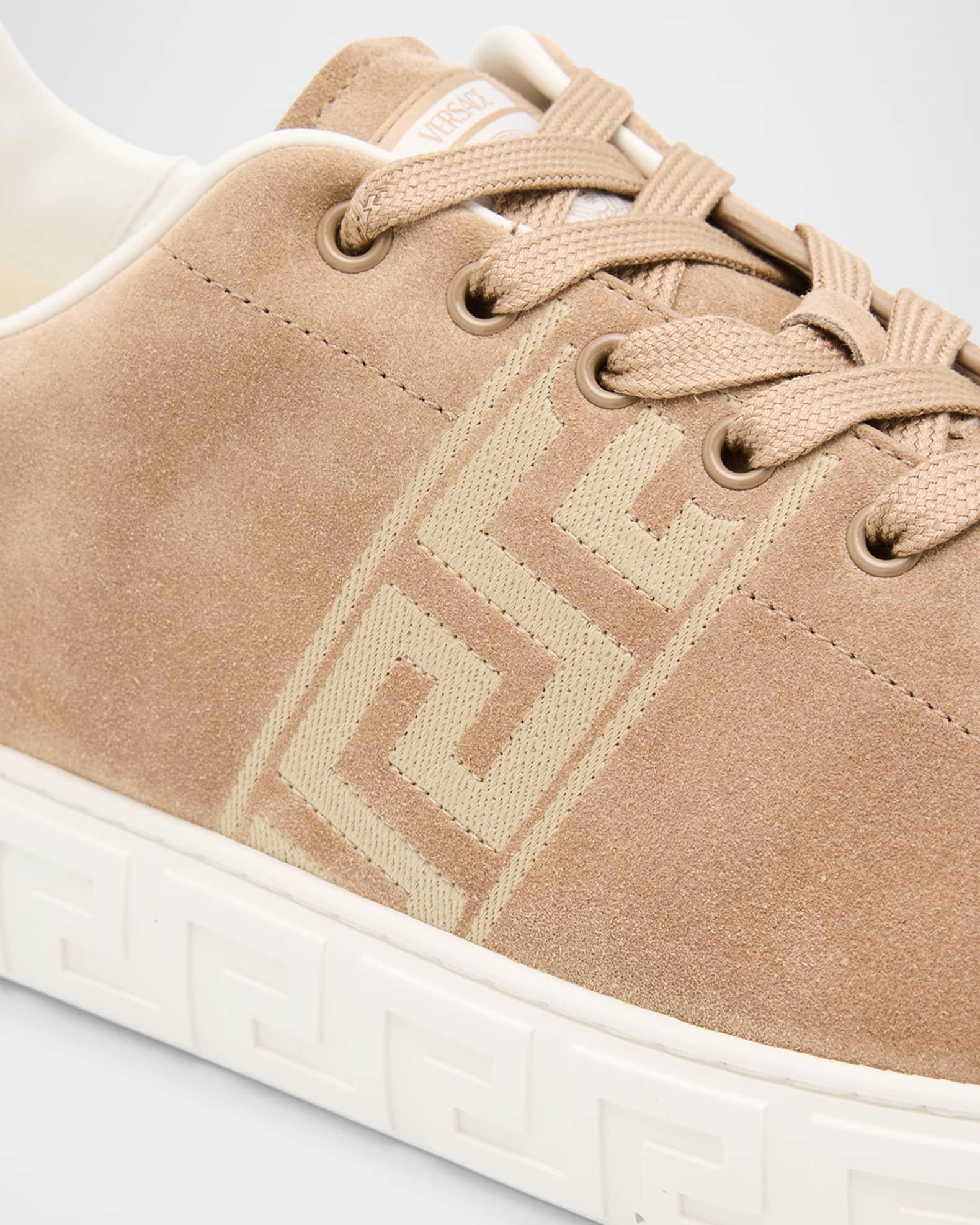 Men's La Greca Greek Key Suede Low-Top Sneakers Product Image