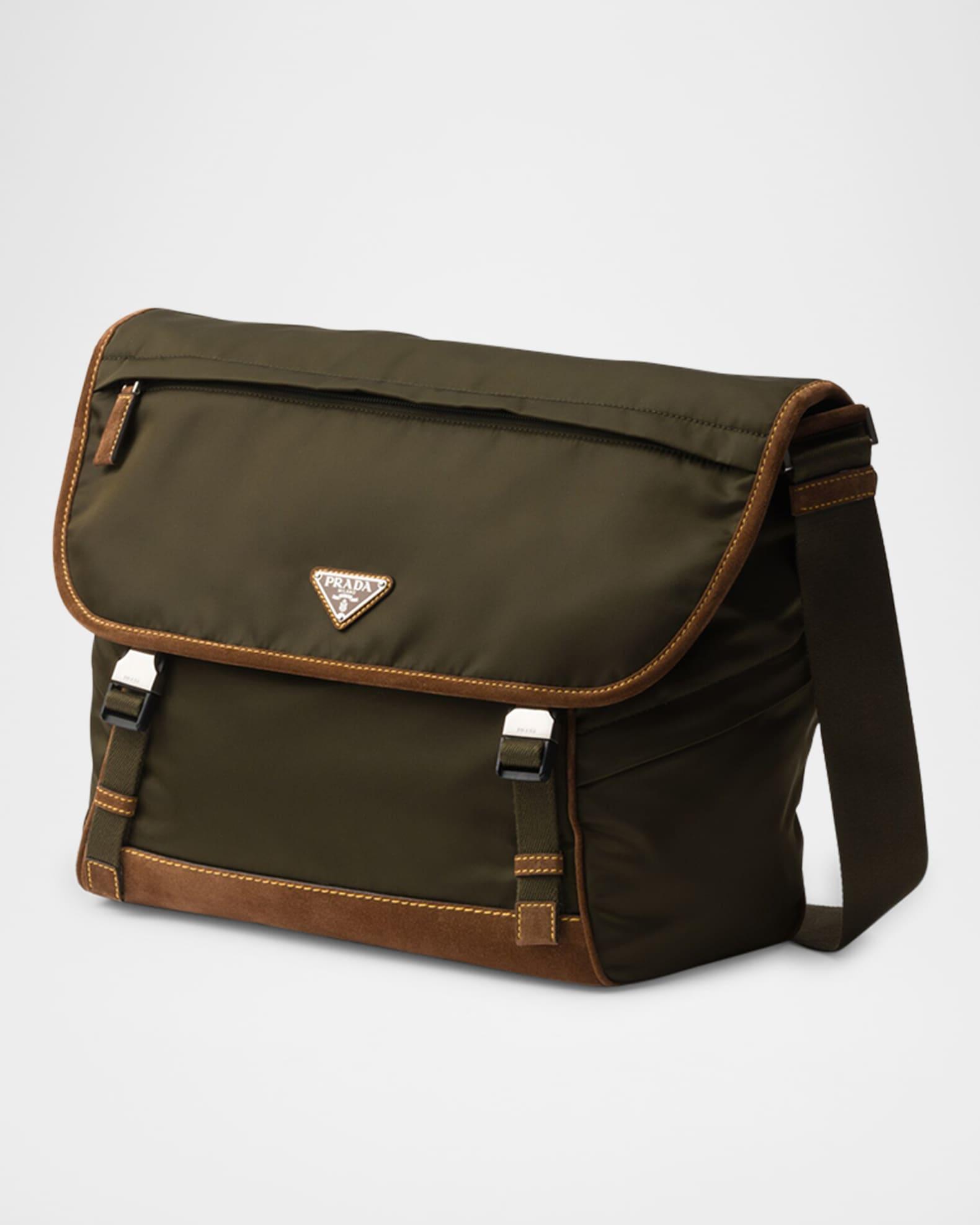 Large Suede-Trim Re-Nylon Shoulder Bag Product Image