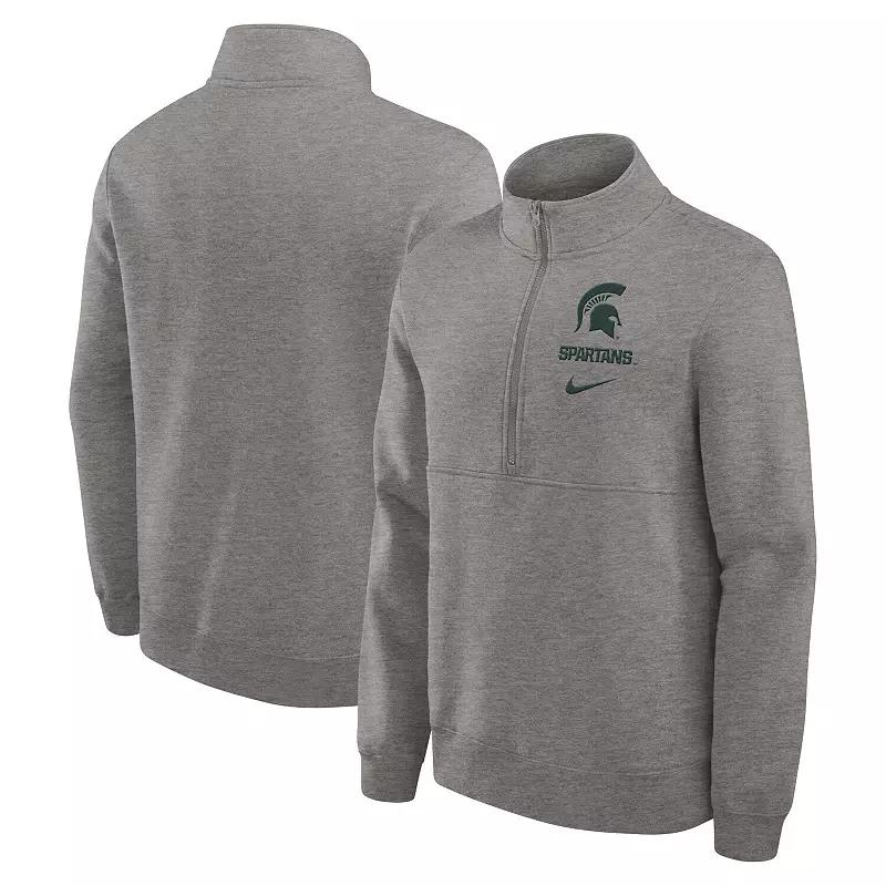 Men's Nike Heather Gray Michigan State Spartans Primetime Club Half-Zip Sweatshirt,  Product Image