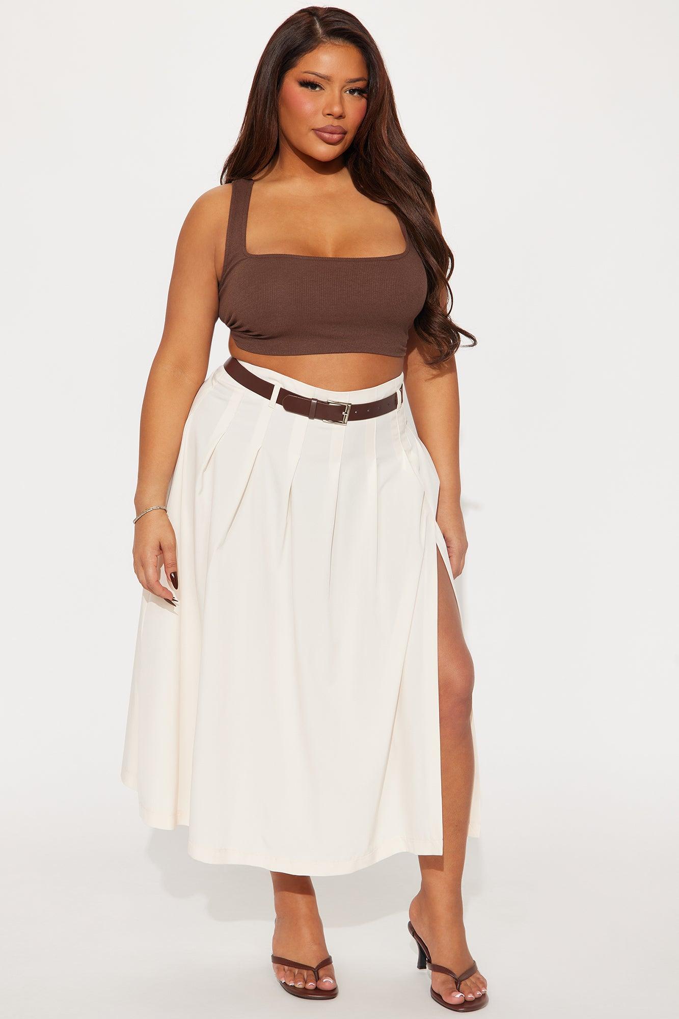 Tory Pleated Midi Skirt - Ivory Product Image