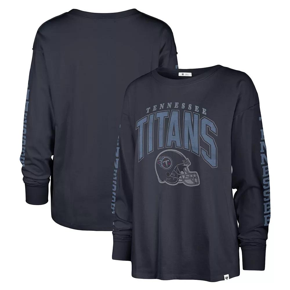 Women's '47 Navy Tennessee Titans Tom Cat Lightweight Long Sleeve T-Shirt,  Product Image
