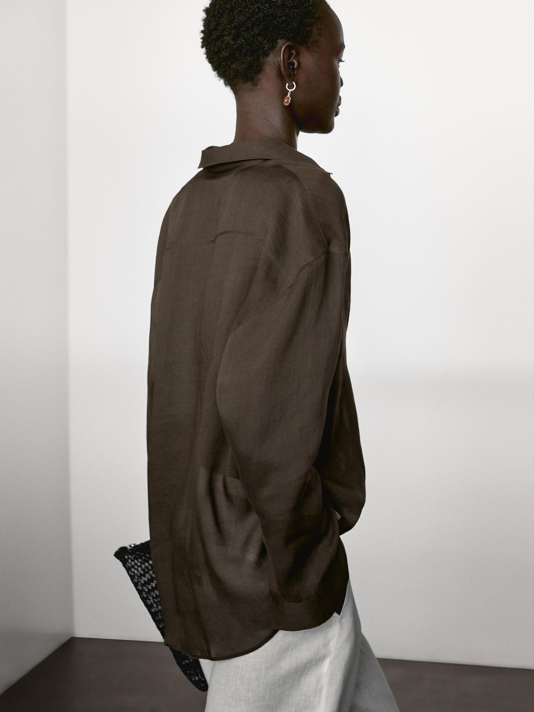 Flowing ramie blend shirt Product Image