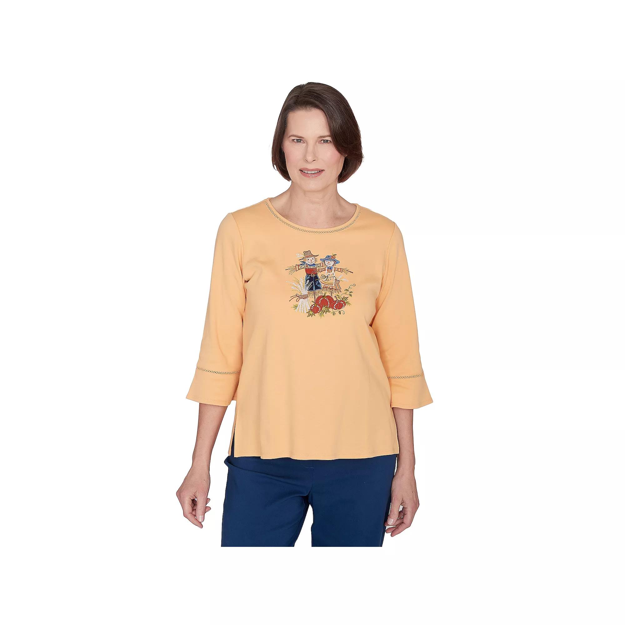 Women's Alfred Dunner Scarecrow Detailed Bell Sleeves Top, Size: XL, Honey Product Image