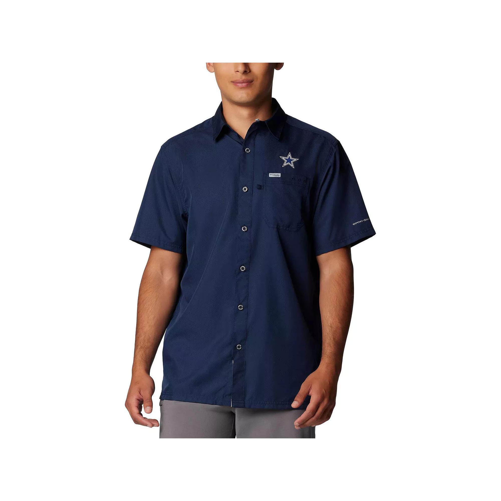 Men's Columbia Navy Dallas Cowboys Slack Tide Omni-Shade Button-Up Camp Shirt,  Product Image