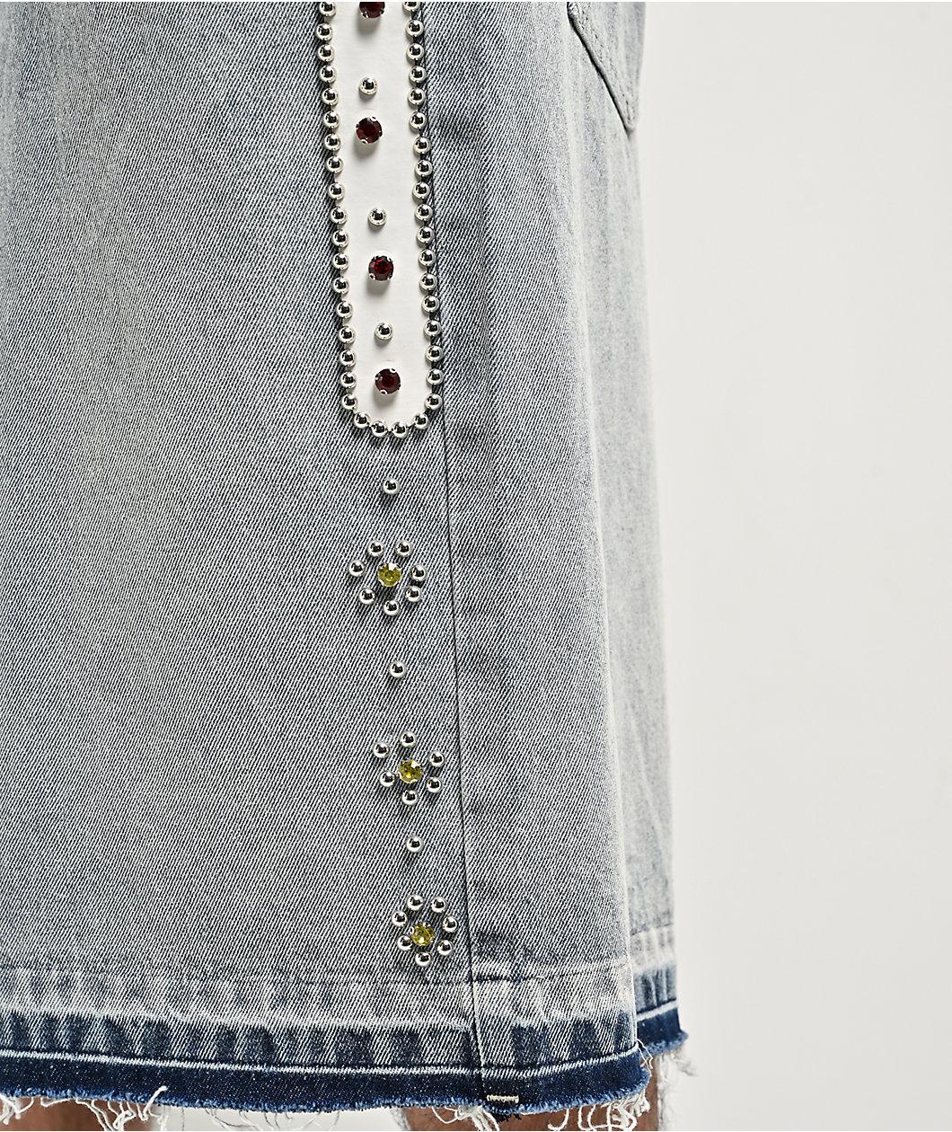 Ninth Hall Detain Light Blue Wash Ultra Loose Shorts Product Image