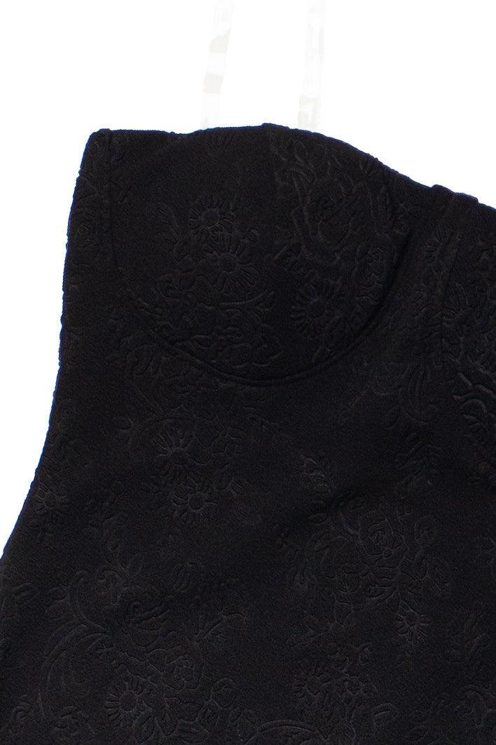 Black Jacquard Bustier Clear Straps Mini Dress Product Image
