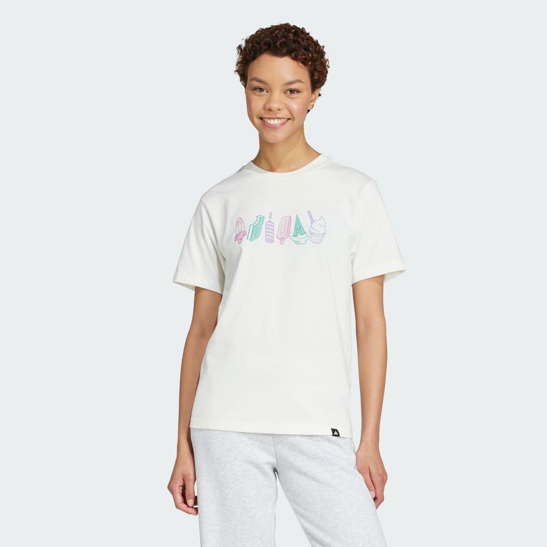 adidas Lounge Food Graphic Tee Off White S Womens Product Image