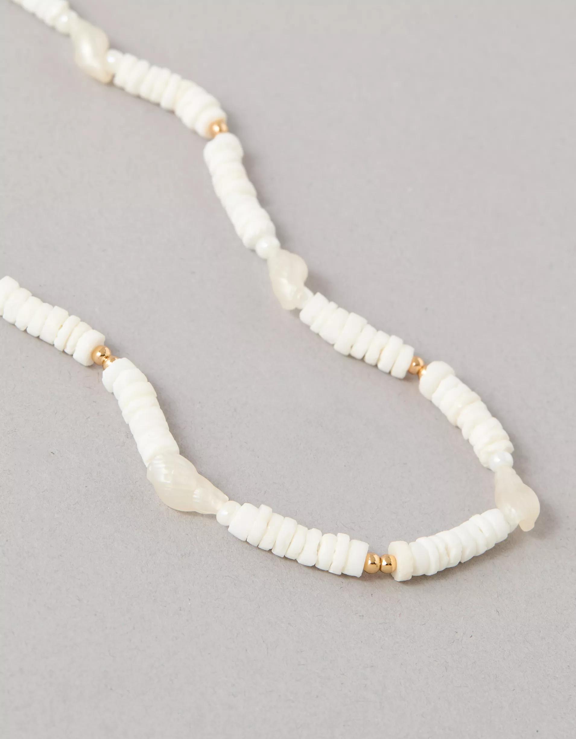 AEO White Beaded Long Necklace Product Image