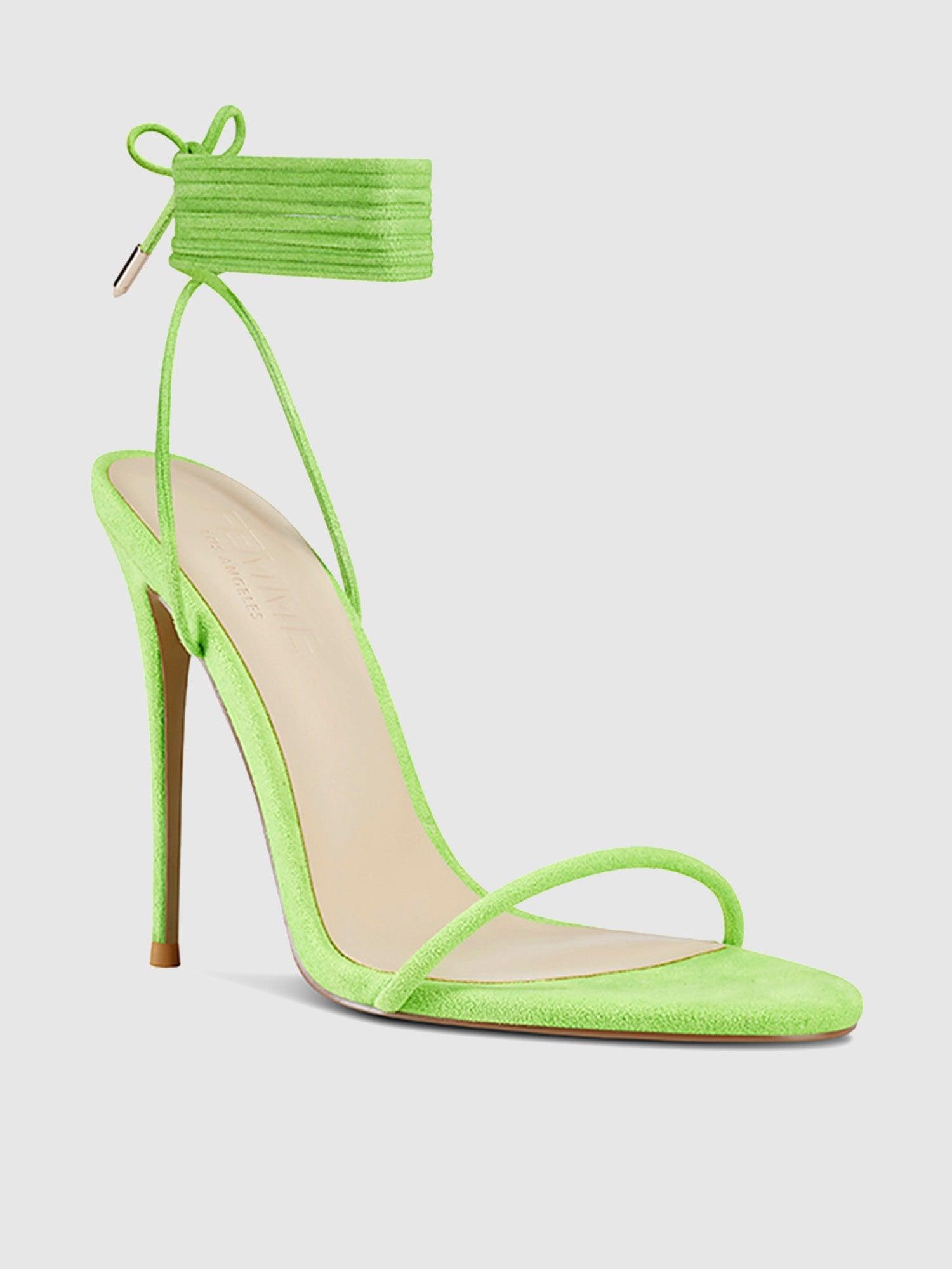 Barely There Lace Up Heel - Lime Product Image