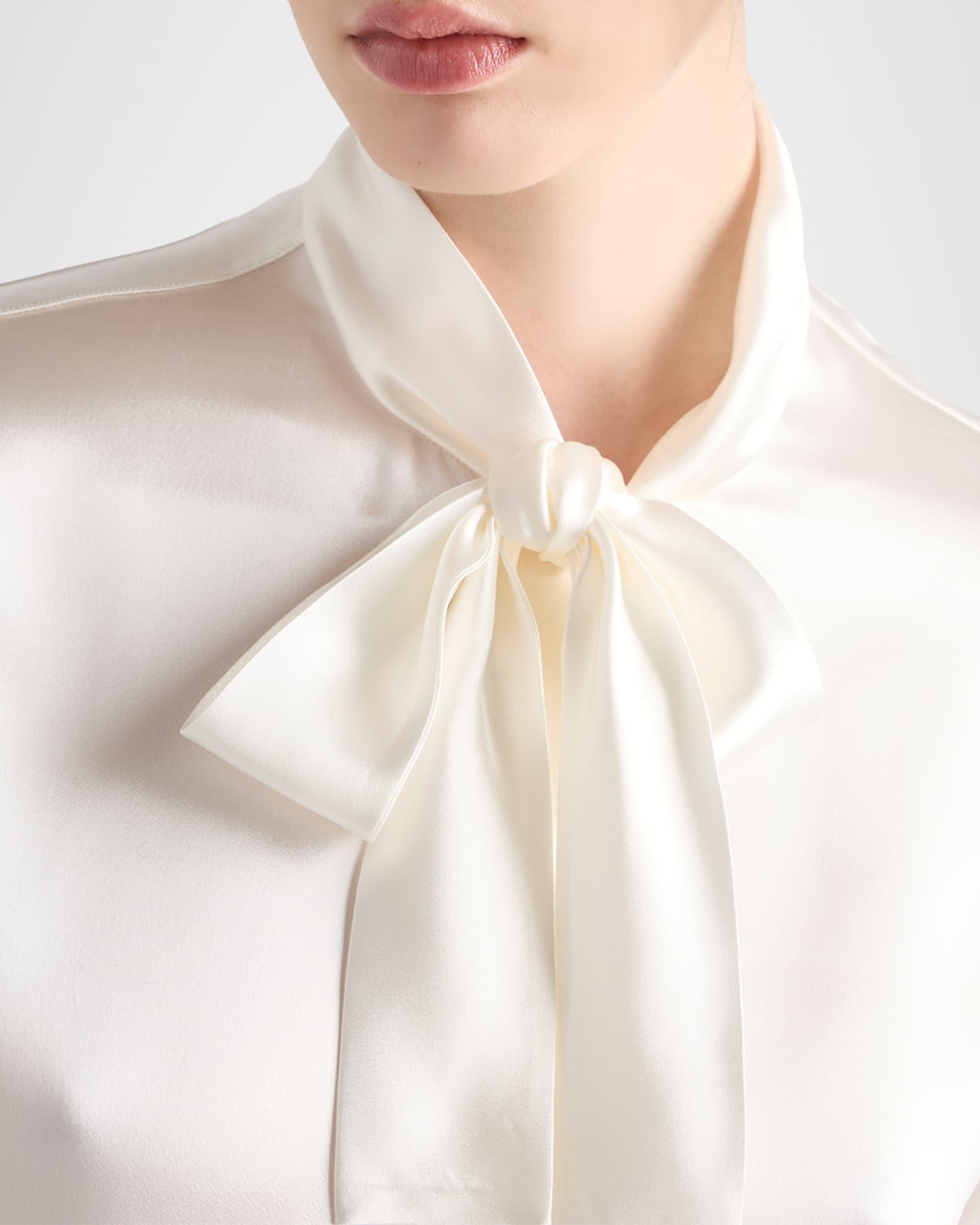 Satin Scarf Collar Shirt Product Image