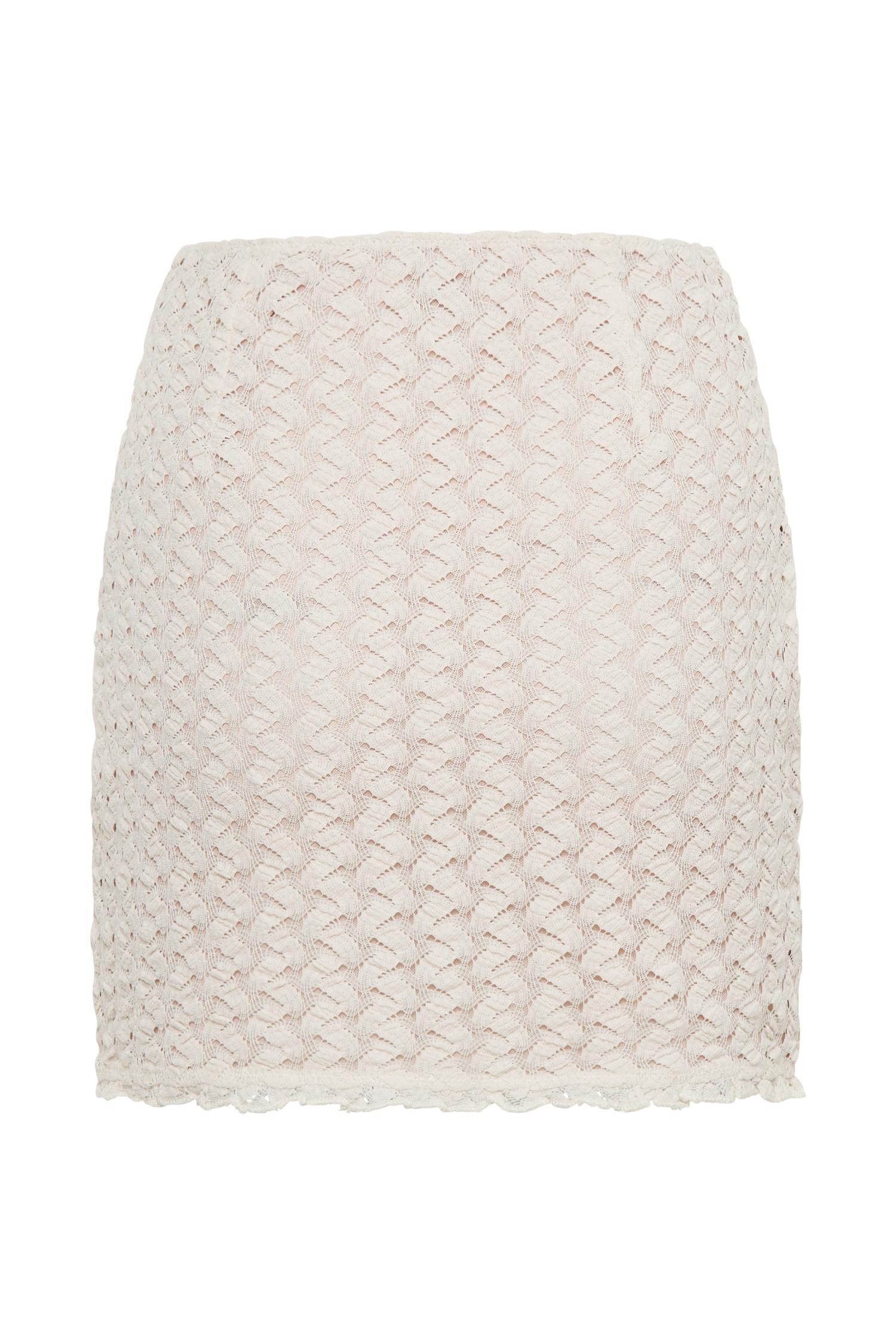 Morgan Mesh And Lace Mini Skirt - Ivory Product Image
