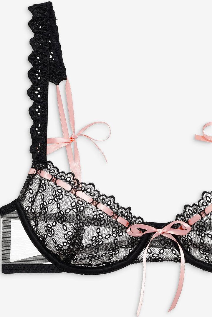 Elena Eyelet Underwire Bra — Black Product Image