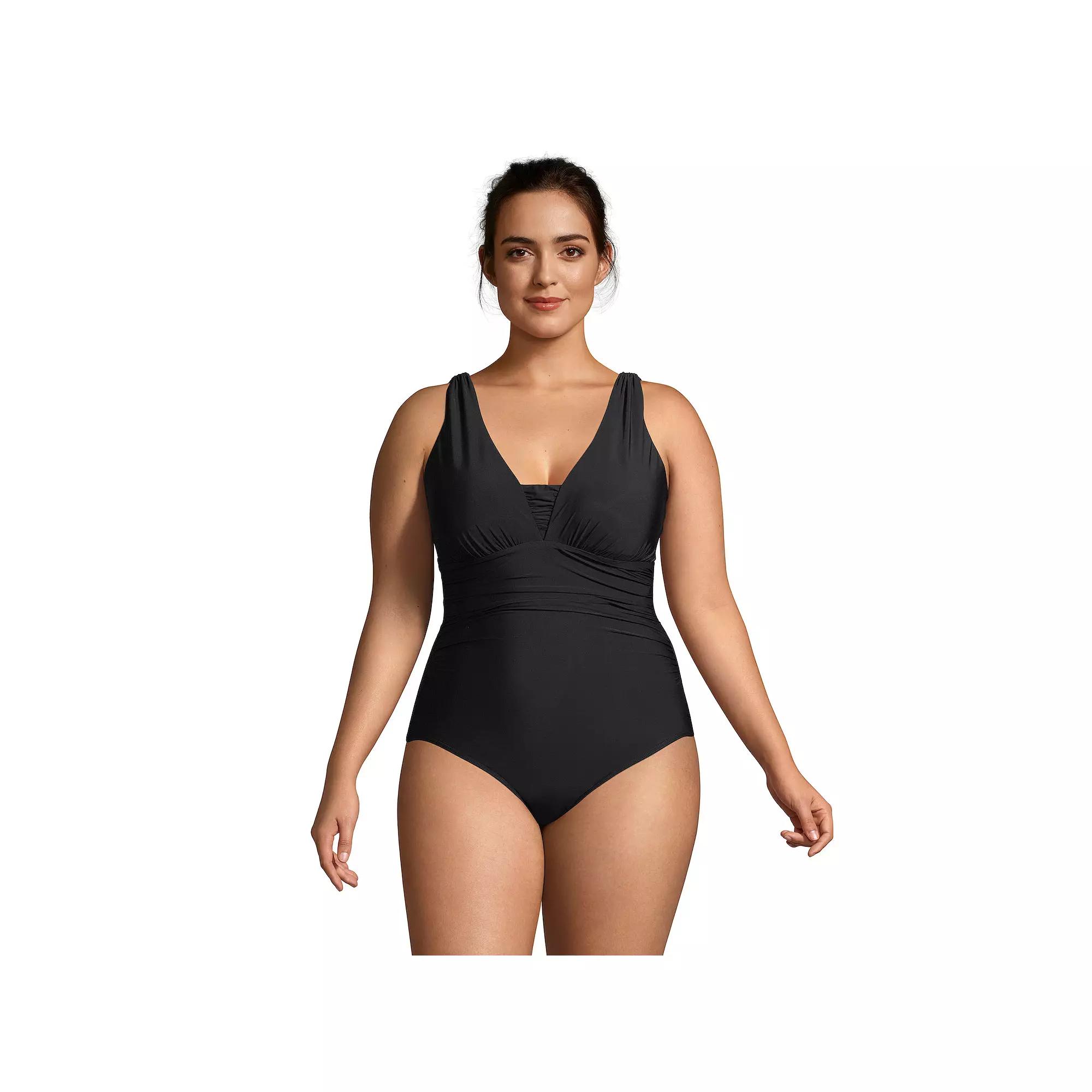Plus Size Lands' End DDD-Cup SlenderSuit Tummy Control One-Piece Swimsuit, Women's, Size: 20W Ddd, Black Product Image
