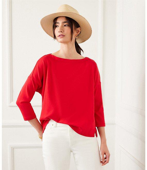 Karen Kane Organic Cotton Blend 3/4 Sleeve Boatneck Top Product Image