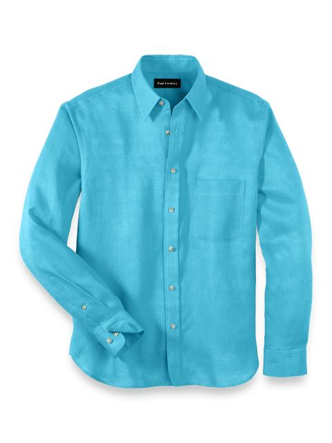 Linen Solid Casual Shirt - Aqua Product Image
