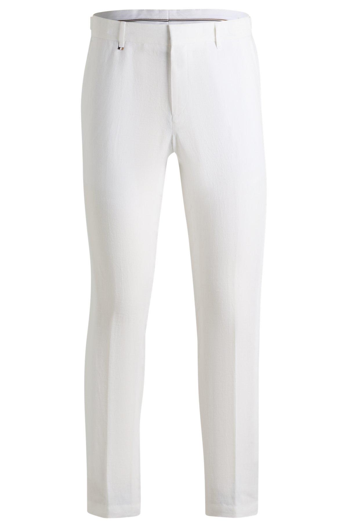 BOSS - Formal trousers in linen canvas - White Product Image