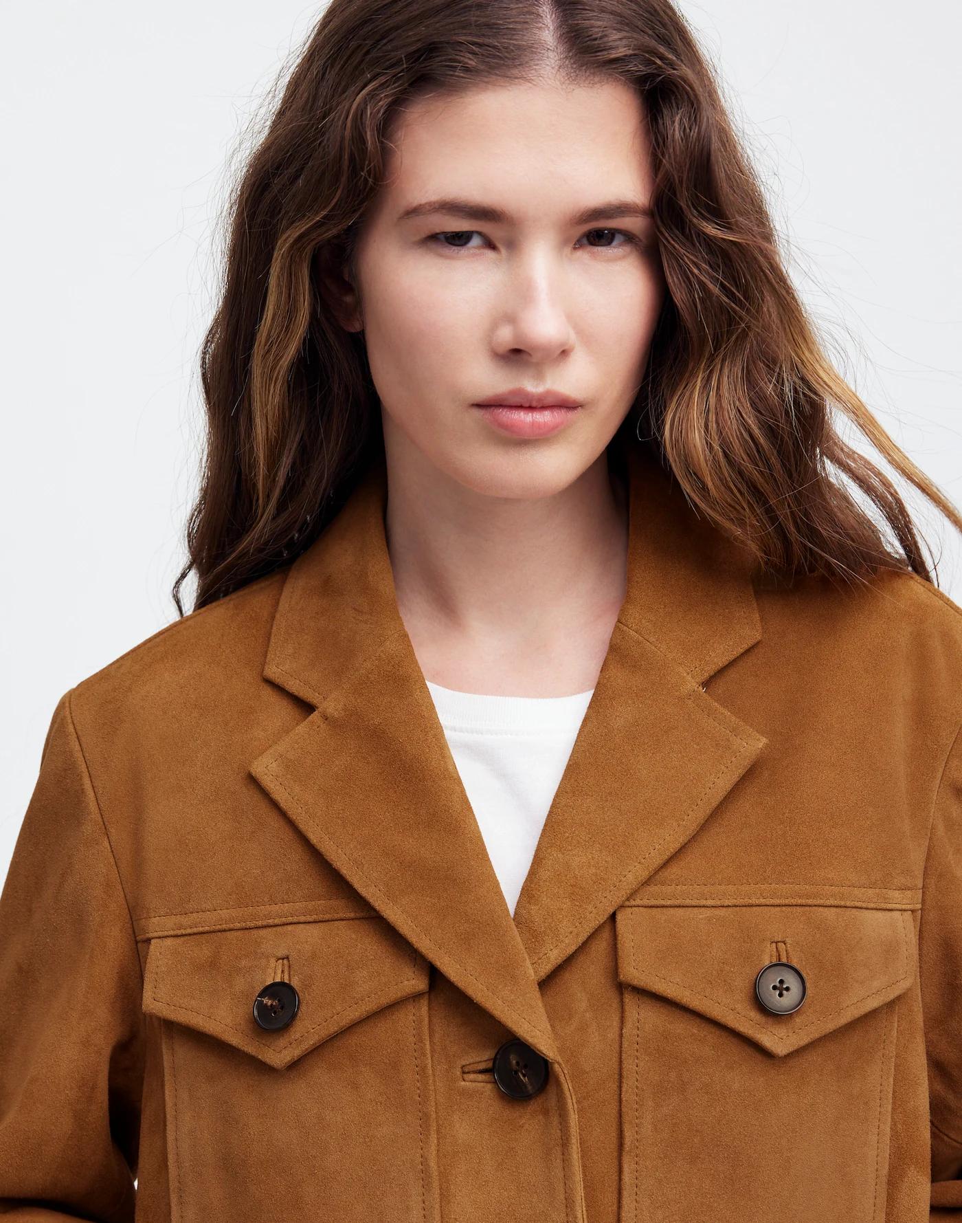Long Chore Blazer in Suede Product Image