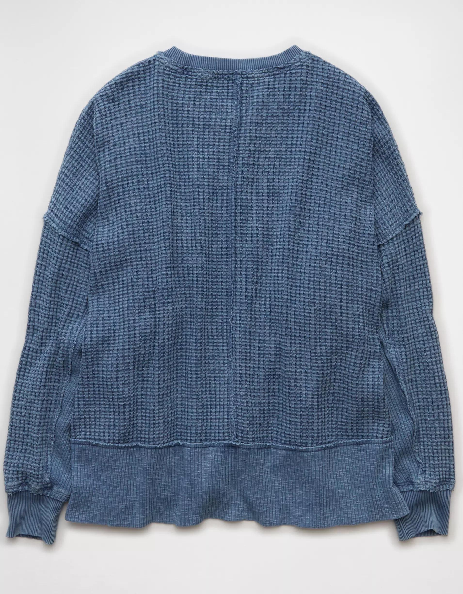 AE Big Hug Crew Neck Waffle Sweatshirt Product Image