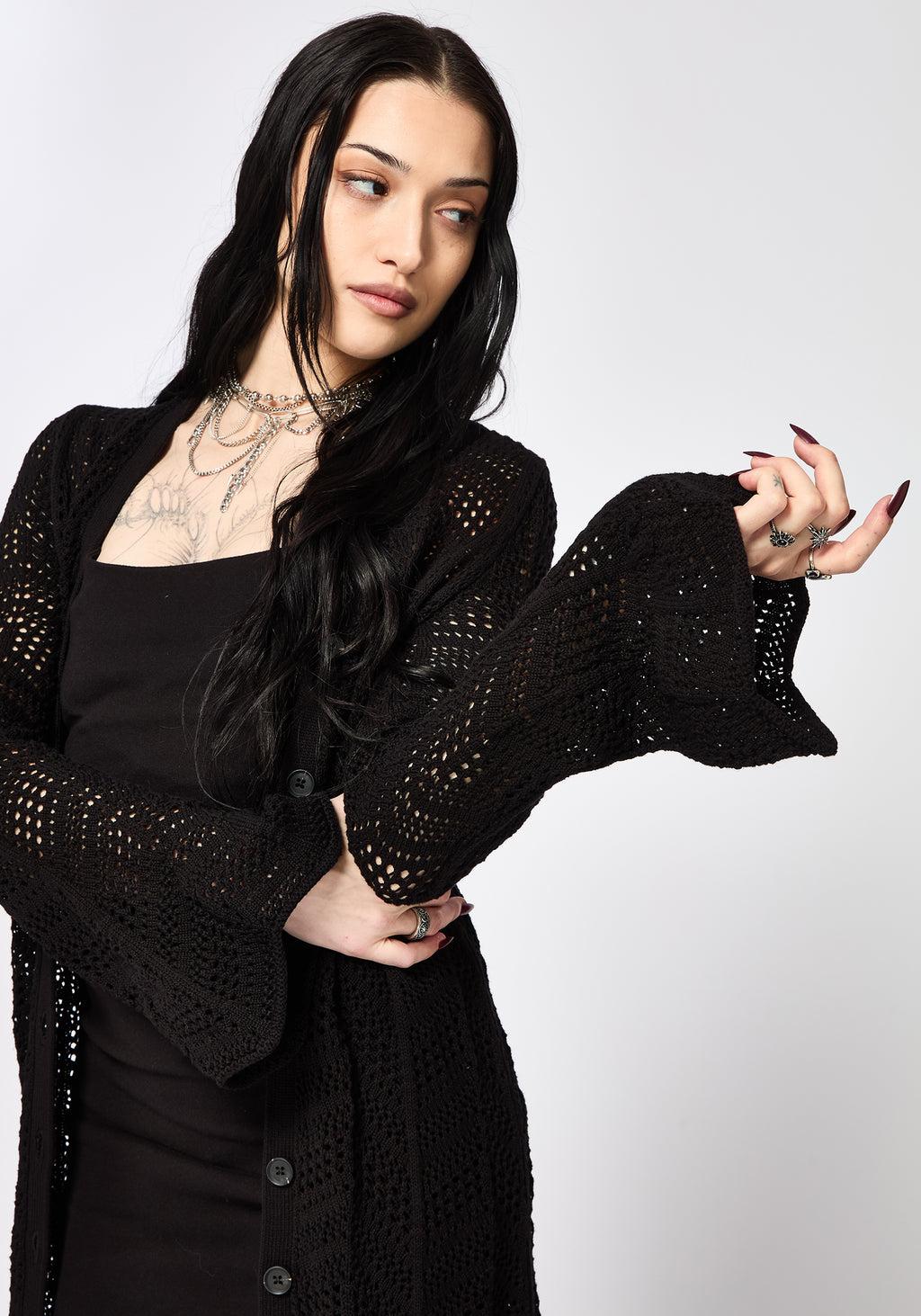 Aenaes Longline Crochet Maxi Cardigan Product Image