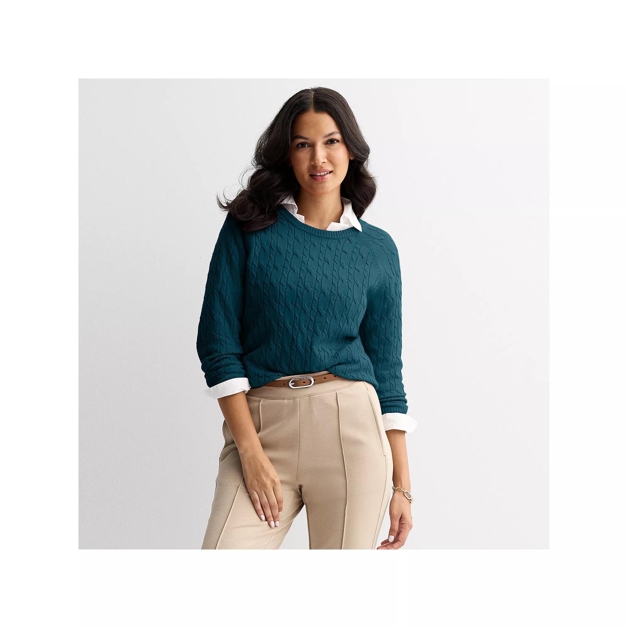 Women's Croft & Barrow® The Extra Soft Cable Crew Neck Sweater,  Product Image