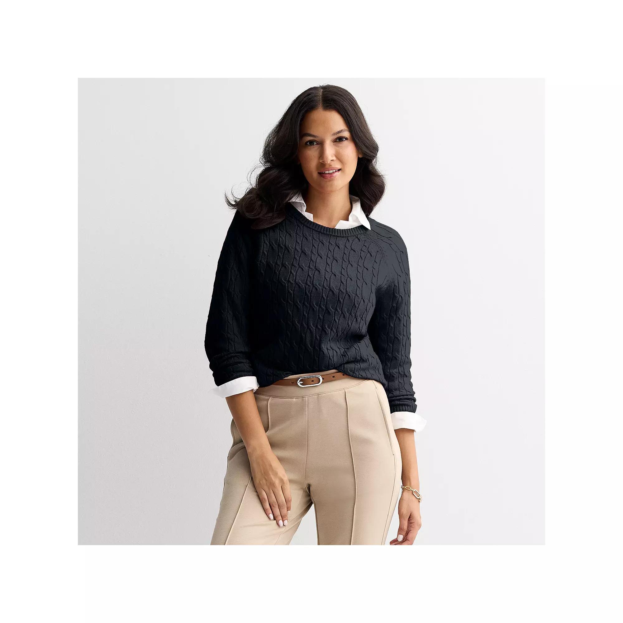 Women's Croft & Barrow® The Extra Soft Cable Crew Neck Sweater,  Product Image