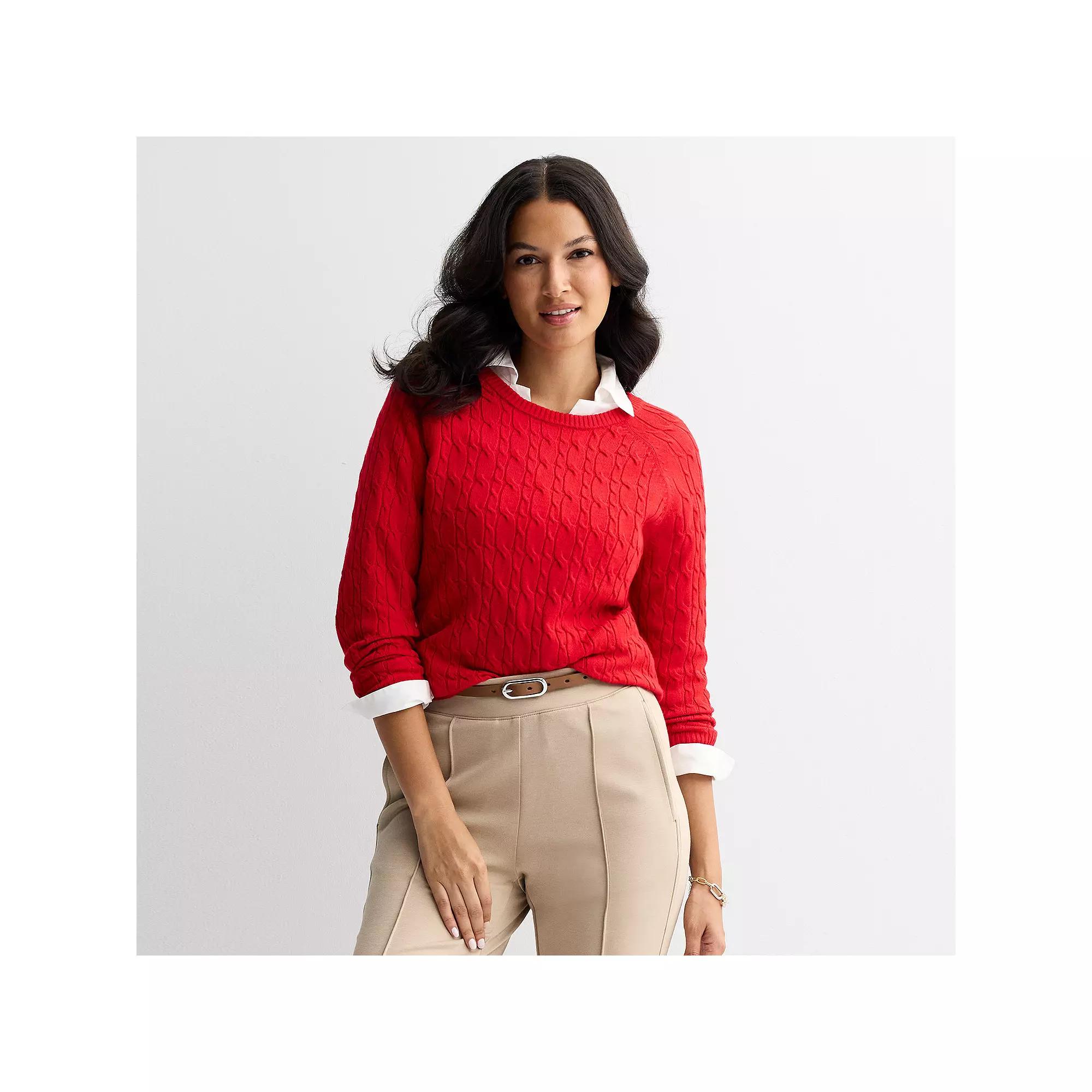 Women's Croft & Barrow® The Extra Soft Cable Crew Neck Sweater,  Product Image