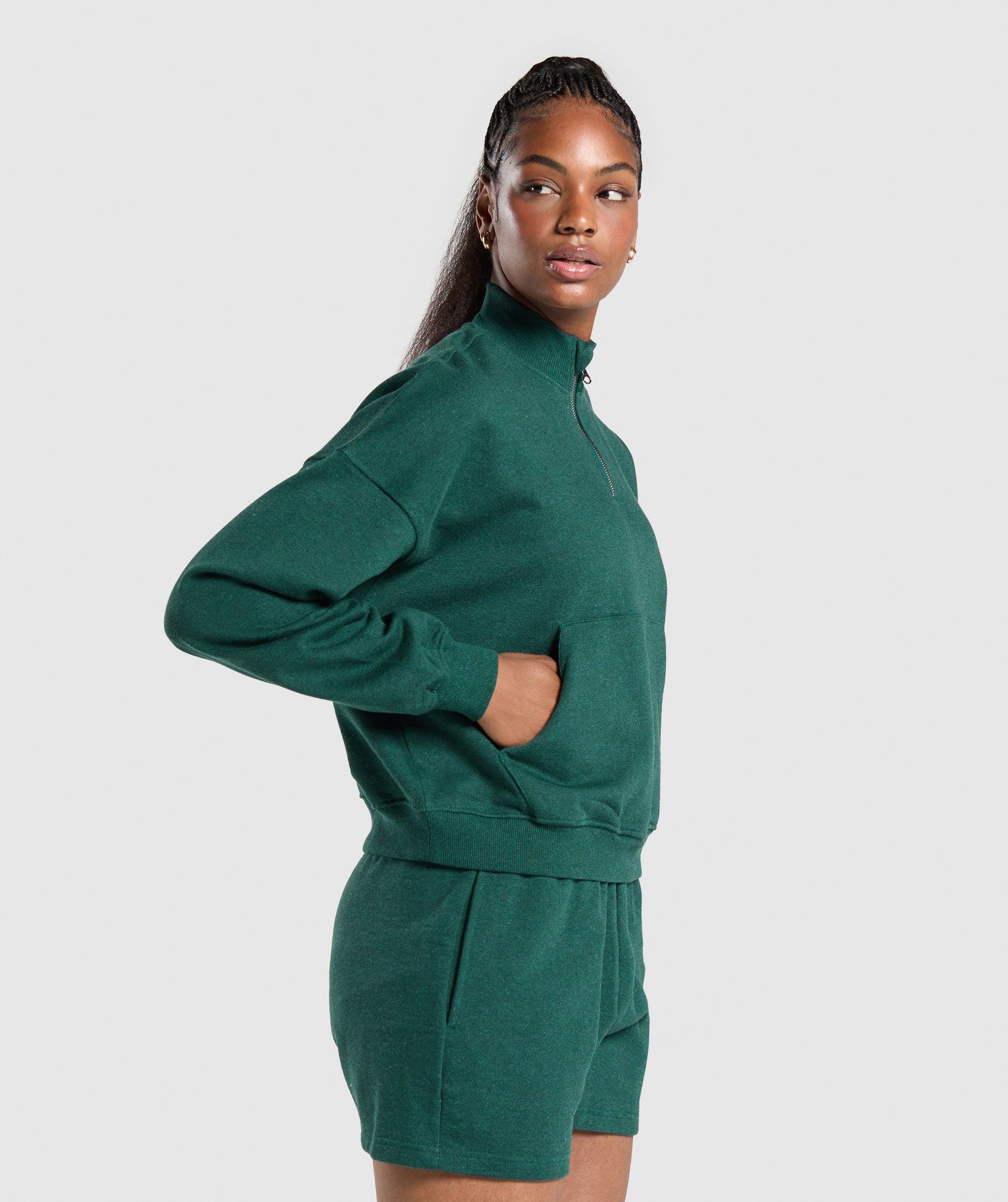 Gymshark Rest Day Sweats 1/2 Zip Pullover - Bros Bold Teal Marl Female Product Image