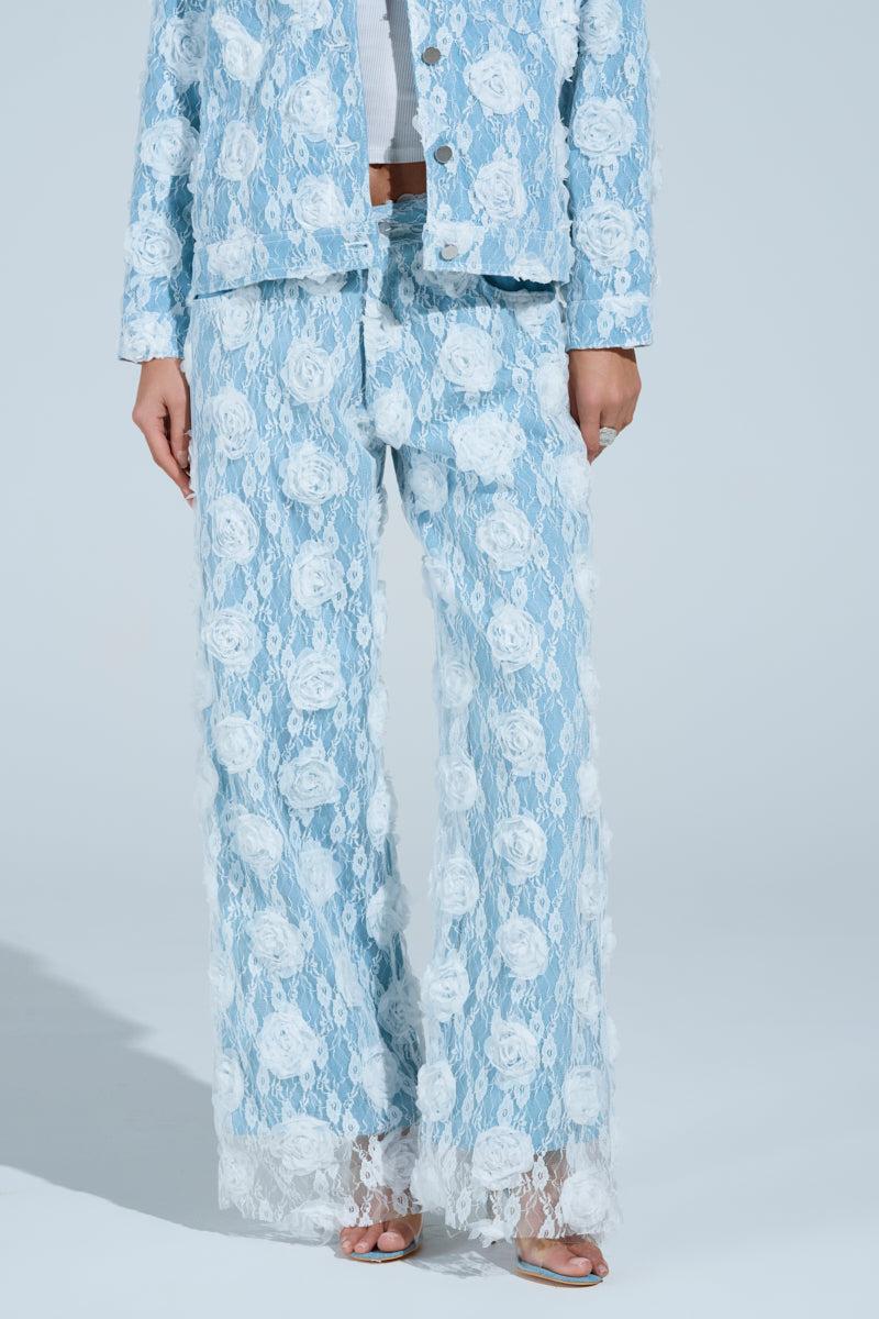 FOLLOW MY LEAD APPLIQUE WIDE LEG DENIM Product Image