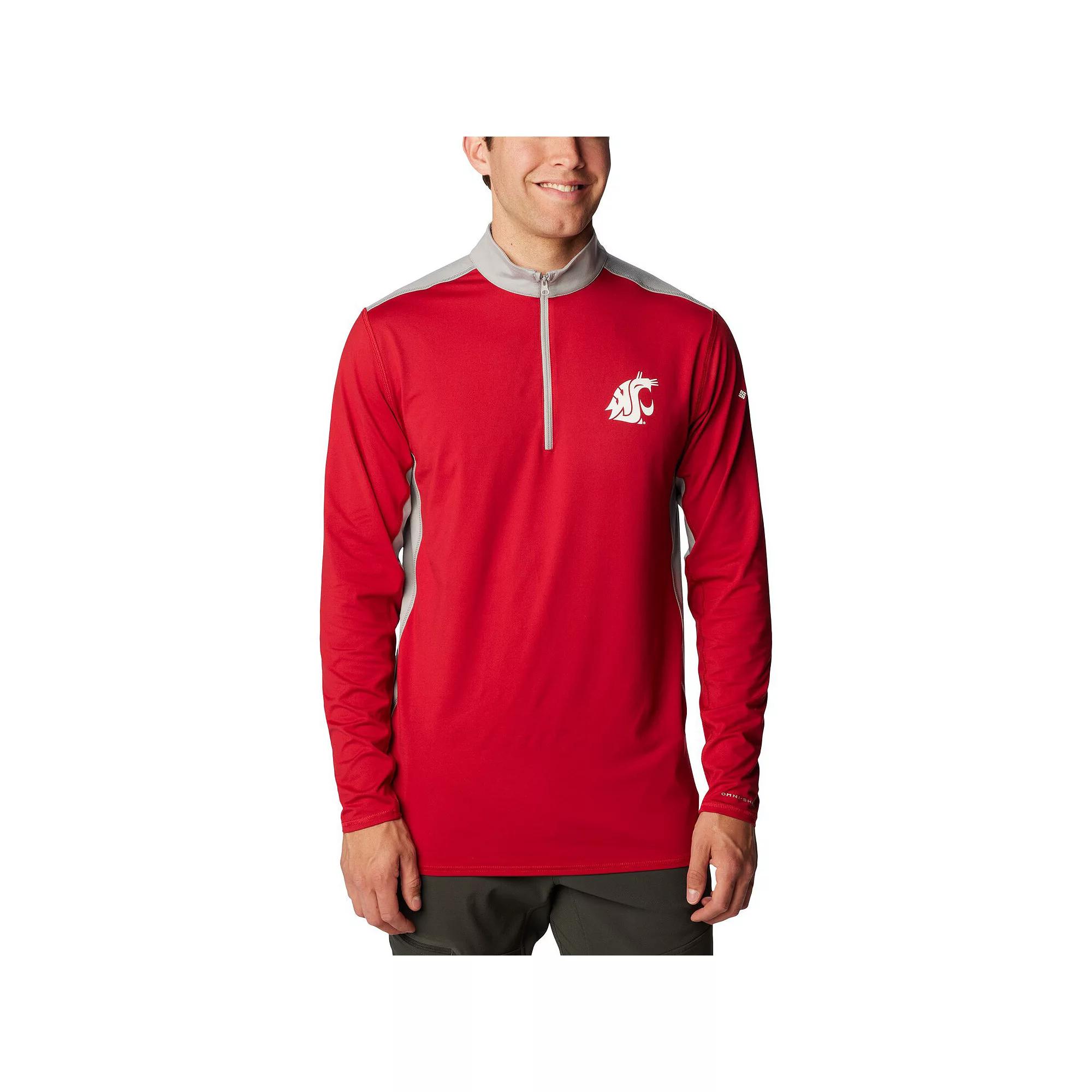 Men's Columbia Crimson Washington State Cougars Tech Trail™ Omni-Shade Quarter-Zip Top,  Product Image