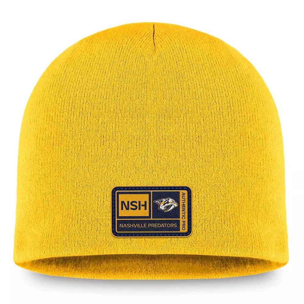 Men's Fanatics Branded Gold Nashville Predators Authentic Pro Training Camp Knit Hat, Pdt Gold Product Image