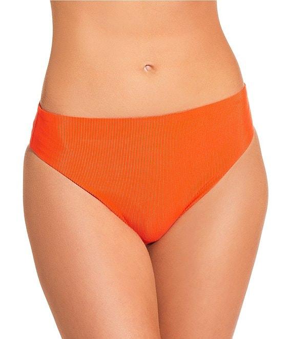 Gianni Bini Solid Ribbed High Waist Cheeky Swim Bottom Product Image