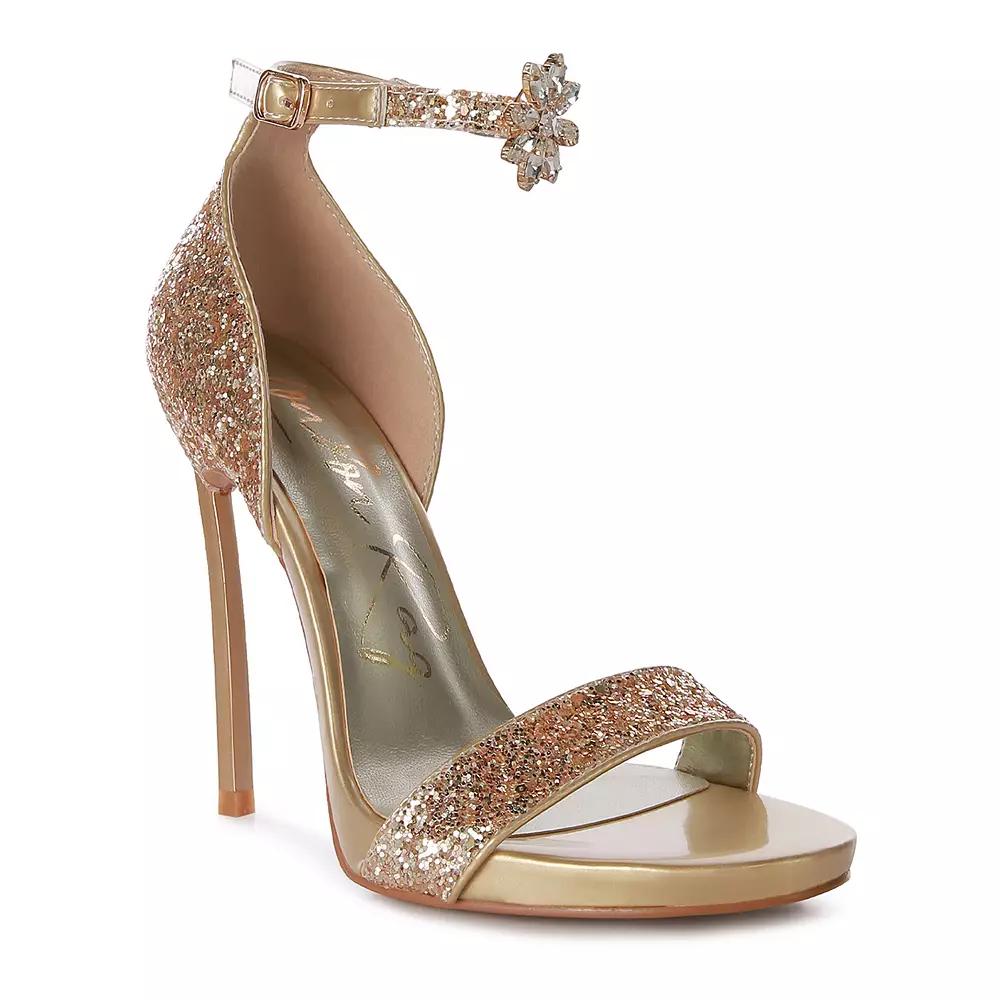 London Rag Straight Fire Women's Glitter High Heel Sandals, Size: 10, Gold Product Image