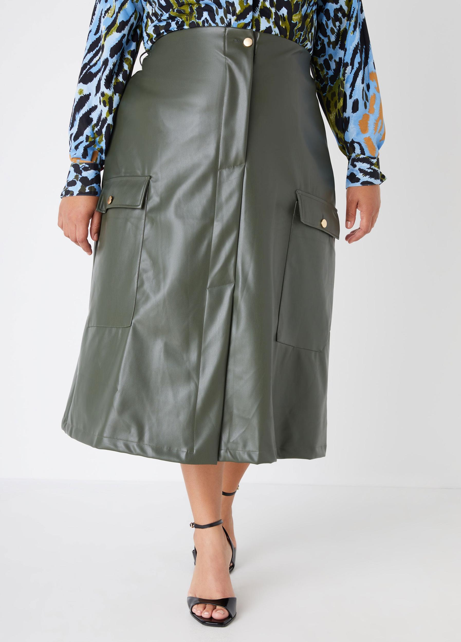 Faux Leather Midaxi Cargo Skirt Product Image