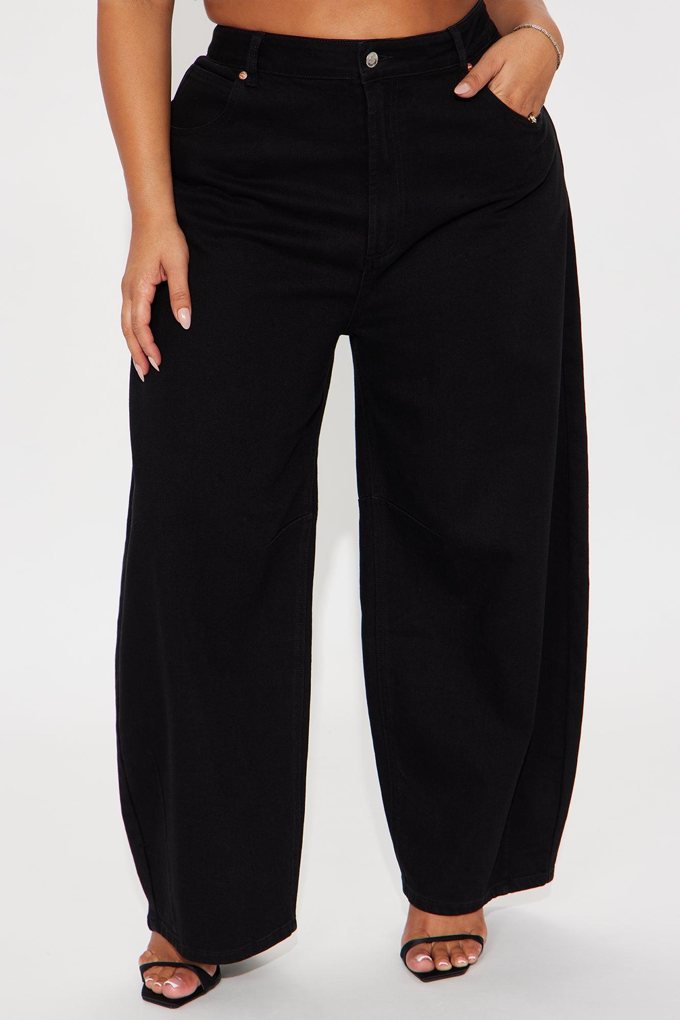 Checked Out Barrel Leg Jeans - Black Female Product Image