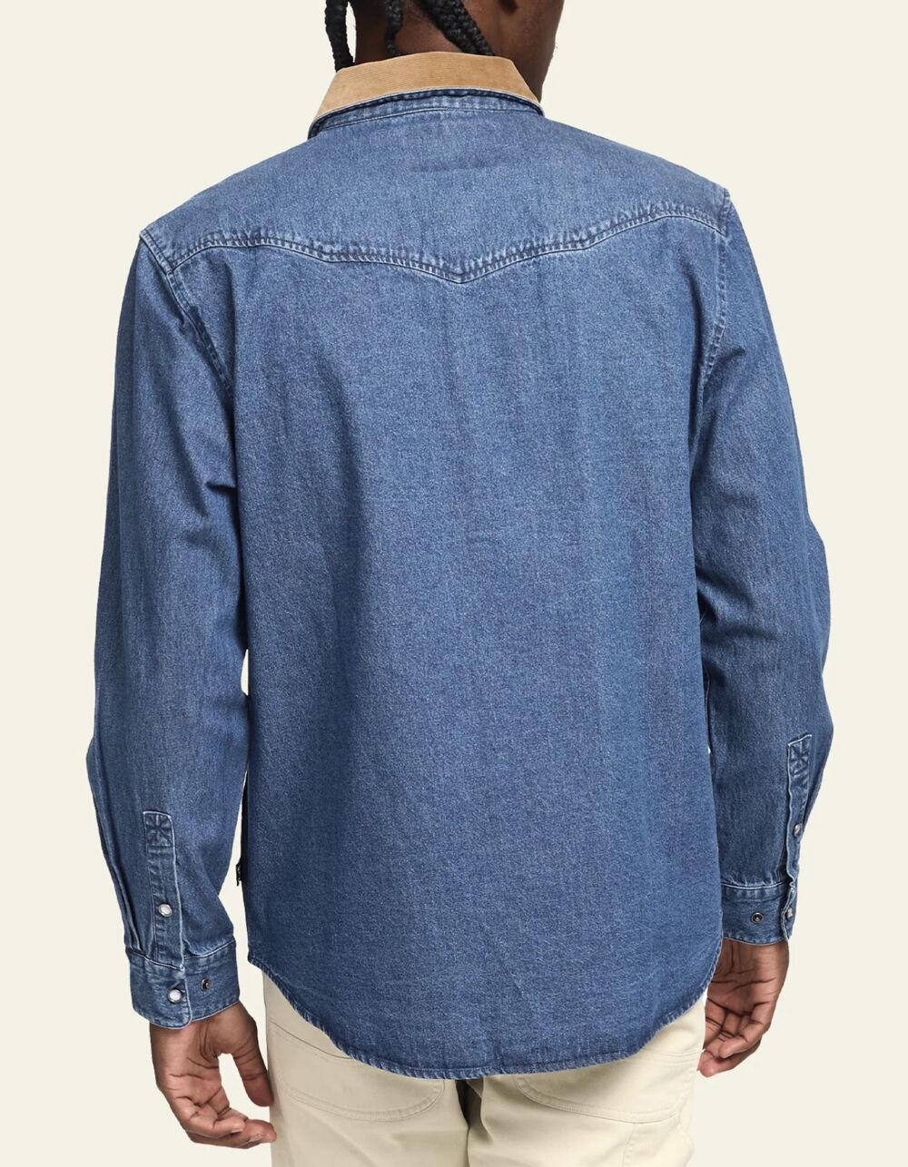 HOWLER BROTHERS Dust Up Mens Long Sleeve Denim Snap Shirt - Dark Wash Product Image