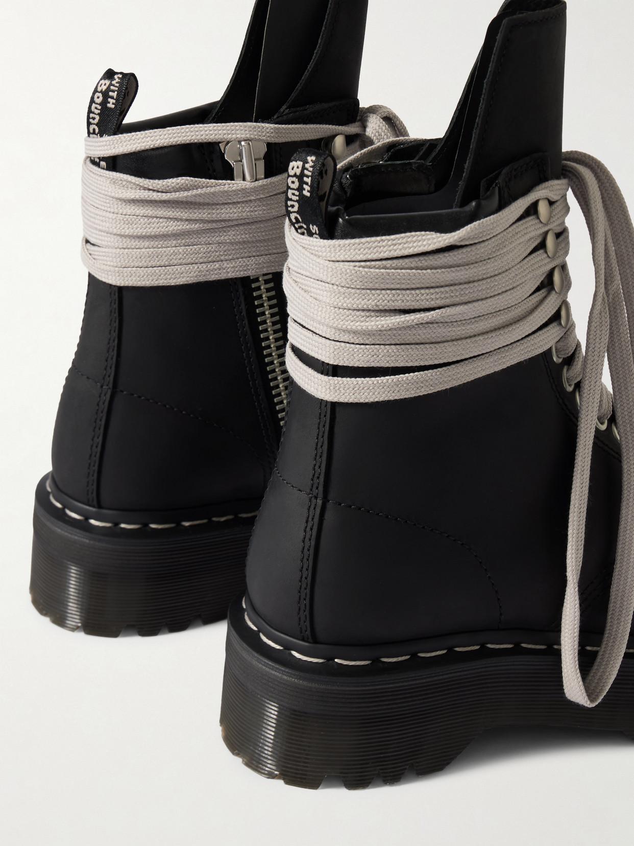 RICK OWENS X Dr. Martens Quad Sole Steel Toe Leather Ankle Boots In Black Product Image